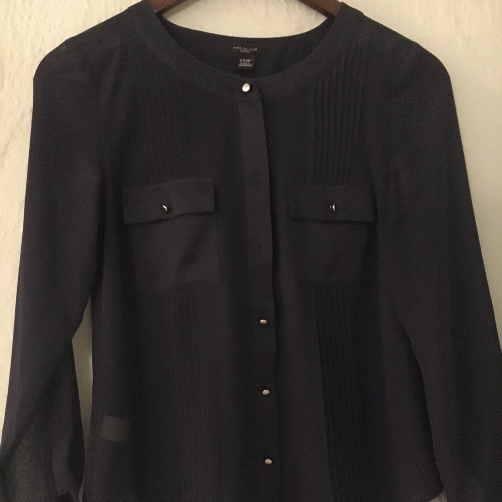 Ann Taylor silk semi sheer button down blouse